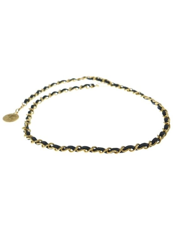 Chanel Quilted CC Logo Chain Belt Black Gold